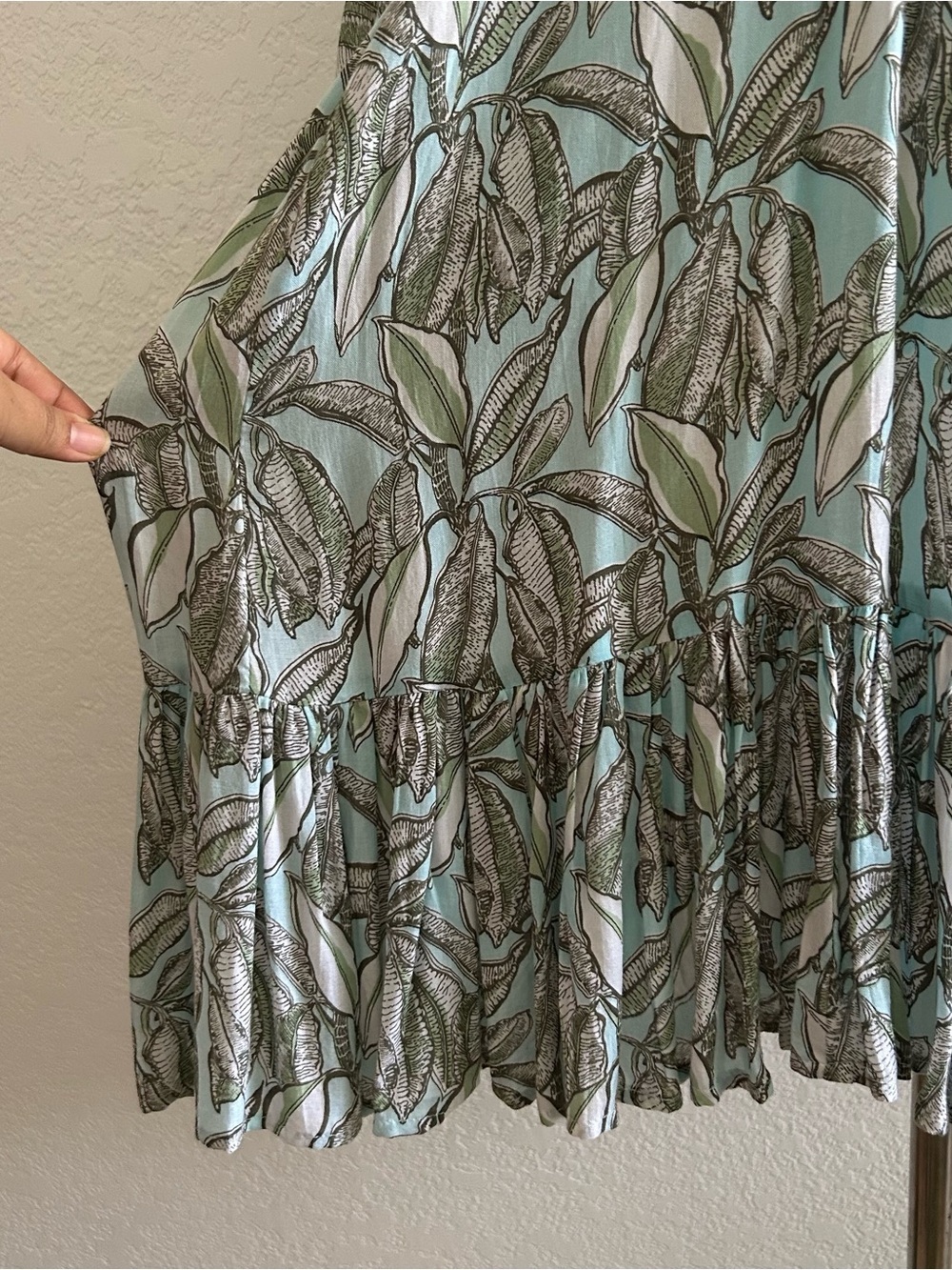 Lani Lau Tropical Leaf Print Boho Resort Coastal Hawaiian Mini Dress - Picture 5 of 7